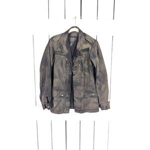 Vintage tie dye black grey military style cotton jacket